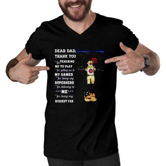 Dear Dad Thank You For Teaching Me To Play Men V-Neck Tshirt | Mazezy