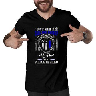 Distressed My Dad Is A Police Officer Gift Men V-Neck Tshirt | Mazezy