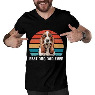 Dog Basset Hound Best Dog Dad Everfunny Fathers Day153 Paws Men V-Neck Tshirt | Mazezy