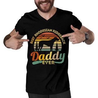 Dog Best Rhodesian Ridgeback Daddy Ever Retro Vintage 459 Paws Men V-Neck Tshirt | Mazezy