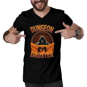 Dungeon Dadster Rpg Gamer Dice Roll Master Men V-Neck Tshirt | Mazezy