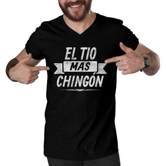 El Tio Mas Chingon Funny Spanish Fathers Day Gift Men V-Neck Tshirt | Mazezy