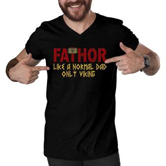 Fahor Fathor Like Dad Only Viking Men V-Neck Tshirt | Mazezy