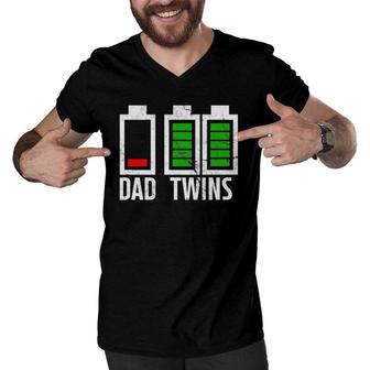 Father Of Twins Low Energy Twin Fatherhood Men V-Neck Tshirt | Mazezy