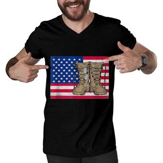 Father Veterans Day My Favorite Veteran Is My Dad Proud Son Men V-Neck Tshirt | Mazezy