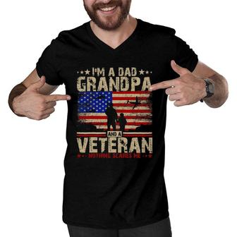 Father's Day 4Th Of July I'm A Dad Grandpa And A Veteran Men V-Neck Tshirt | Mazezy