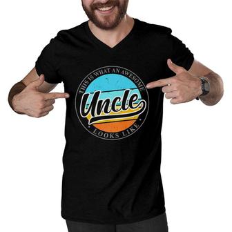 Father's Day Birthday Gift For Uncle From Niece Or Nephew Men V-Neck Tshirt | Mazezy