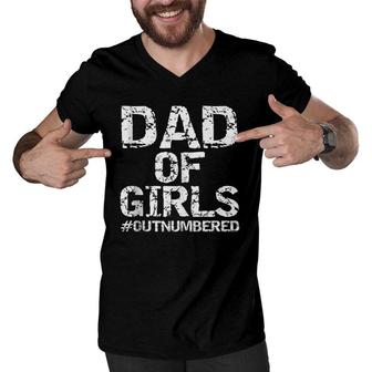 Father's Day Gift From Daughters Dad Of Girls Outnumbered Men V-Neck Tshirt | Mazezy