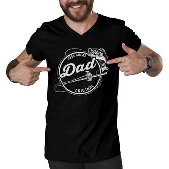 Father's Day Reel Great Dad Original Fisherman Fishing Lovers Men V-Neck Tshirt | Mazezy