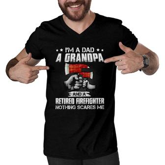 Firefighter Dad I'm A Dad A Grandpa A Retired Firefighter Men V-Neck Tshirt | Mazezy