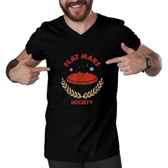 Flat Mars Society Conspiracy Theory Hidden Science Earth Men V-Neck Tshirt - Seseable