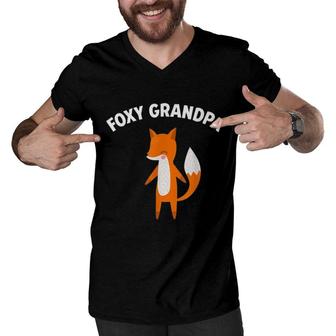 Foxy Grandpa Lovely Fox Men V-Neck Tshirt | Mazezy