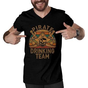 Fun Pirate Drinking Team Jolly Roger Dad Halloween Tank Top Men V-Neck Tshirt | Mazezy