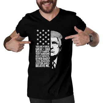 Funny Great Dad Donald Trump Father's Day Gift Men V-Neck Tshirt | Mazezy