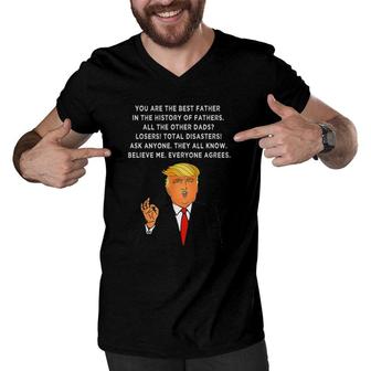 Funny Great Dad Donald Trump Father's Day Vintage Gift Men V-Neck Tshirt | Mazezy