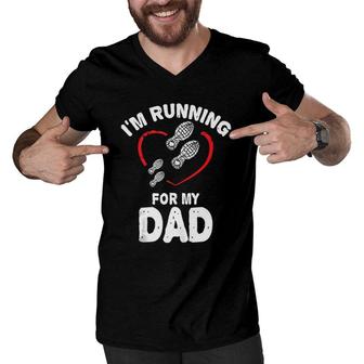 Funny Half Marathon I'm Running For My Dad Men V-Neck Tshirt | Mazezy
