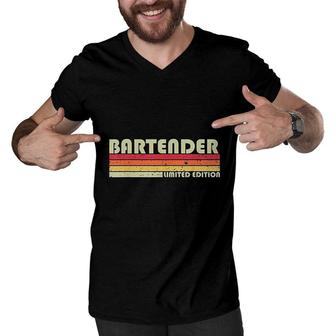 Funny Job Title Profession Birthday Worker Idea Bartender Men V-Neck Tshirt - Seseable