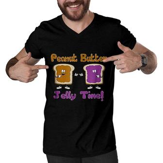 Funny Peanut Butter Jelly Time Friend Men V-Neck Tshirt - Seseable