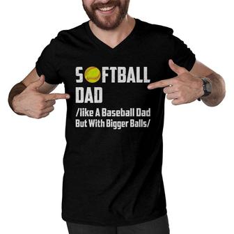 Funny Softball Dad Father's Day Gift Men V-Neck Tshirt | Mazezy