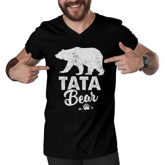 Funny Tata Bear Father's Day Gift Men V-Neck Tshirt | Mazezy