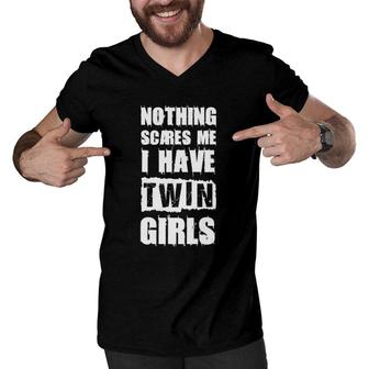 Funny Twin Daughter Mom Of Twins Dad Of Twins Men V-Neck Tshirt | Mazezy