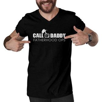 Gamer Dad Call Of Daddy Fatherhood Parenting Ops Funny Men V-Neck Tshirt | Mazezy