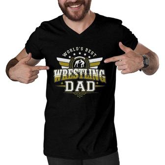 Gifts For Men World's Best Freestyle Wrestling Dad Men V-Neck Tshirt | Mazezy