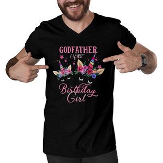Godfather Of The Birthday Girl Unicorn S Men V-Neck Tshirt | Mazezy