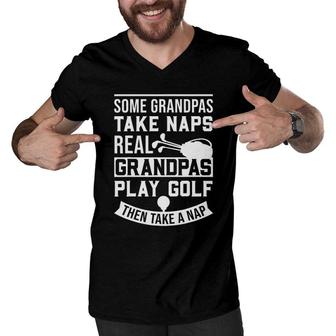 Golf Real Grandpas Men V-Neck Tshirt | Mazezy