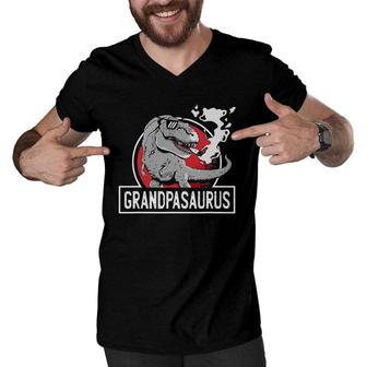 Grampasaurus Rex Grandfather Grampa Dinosaurs Grandpasaurus Men V-Neck Tshirt | Mazezy