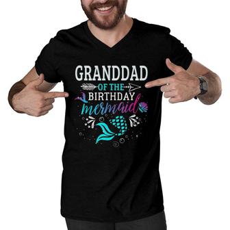 Granddad Of The Birthday Mermaid Matching Family Men V-Neck Tshirt | Mazezy