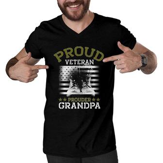 Grandpa Proud Veteran - Grandpa Veteran Grandfather Gift Men V-Neck Tshirt | Mazezy