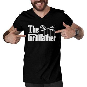 Grilling Smoker & Grill Chef Grillfather Grilled Bbq Men V-Neck Tshirt | Mazezy