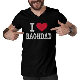Grunge Retro I Love Baghdad Gift Men V-Neck Tshirt | Mazezy