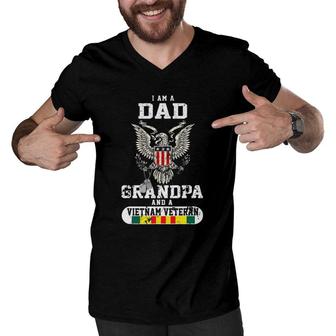 I Am A Dad A Grandpa And A Vietnam Veteran Men V-Neck Tshirt | Mazezy