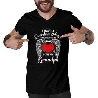 I Have Guardian In Heaven I Call Grandpa Men V-Neck Tshirt | Mazezy