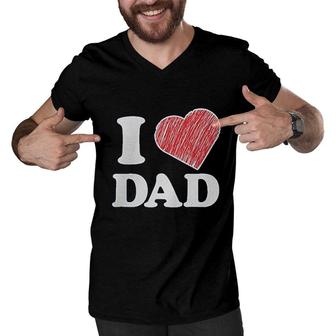 I Love Dad Men V-Neck Tshirt | Mazezy