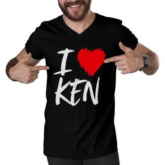 I Love Ken Kenneth Dad Son Husband Boyfriend Grandson Heart Men V-Neck Tshirt | Mazezy