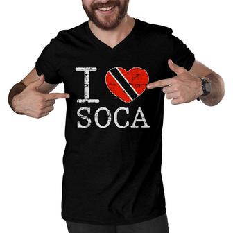 I Love Soca Trinidadian Heart Men V-Neck Tshirt | Mazezy