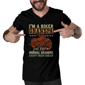 I'm A Biker Grandpa Retired Papa Retirement Men Biker Men V-Neck Tshirt | Mazezy