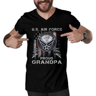 I'm A Proud Air Force Grandpa Men V-Neck Tshirt | Mazezy