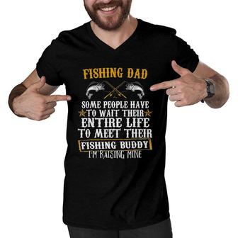 I'm Raising My Fishing Buddy Dad Father's Day Gift Men V-Neck Tshirt | Mazezy