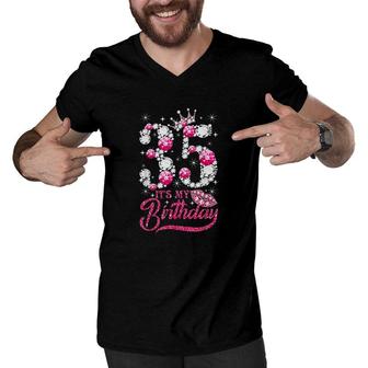Its My 35th Birthday Queen 35 Years Old Shoes Crown Diamond Men V-Neck Tshirt - Seseable
