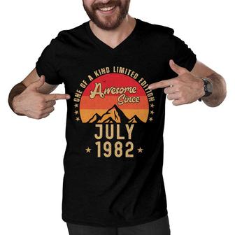 July 1982 Awesome Since Vintage Birthday Men V-Neck Tshirt - Seseable