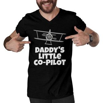 Kids Daddy's Little Co Pilot Kid's Airplane Men V-Neck Tshirt | Mazezy