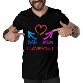 Kids I Love My Parents, I Love Daddy, I Love My Mom Men V-Neck Tshirt | Mazezy