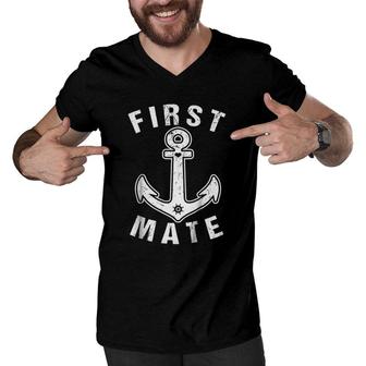 Kids Son And Dad Matching S Boating Gifts First Mate Son Tee Men V-Neck Tshirt | Mazezy