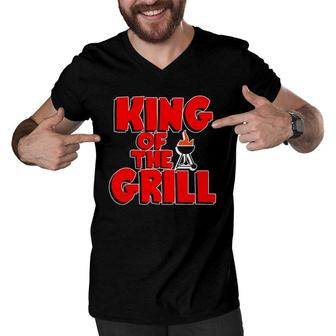 King Of The Grill - Bbq Grill Funny Parody Father's Day Gift Men V-Neck Tshirt | Mazezy