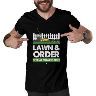 Lawn & Order Special Mowing Unit Funny Dad Joke Tee Gift Men V-Neck Tshirt | Mazezy