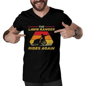 Lawn Ranger Rides Again Cowboy Gardener Father's Day Men V-Neck Tshirt | Mazezy